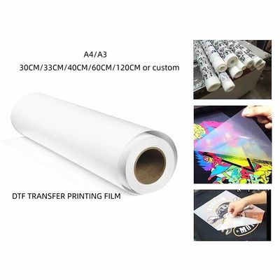 Ruloir de film de transfert DTF 60cm*100m à double face Matte Clear Prétraitement PET Carte de transfert thermique Peeling froid et chaud