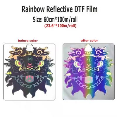 Film DTF réfléchissant arc-en-ciel coloré pour les matériaux d'impression DTF de bureau