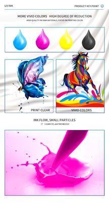 encre UV CMYK+V pour la tête d'imprimante Epson dx7/dx5/dx4 1L utilisation pour le cuir du boîtier de téléphone