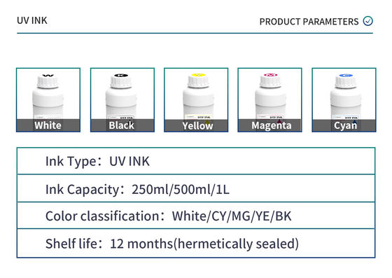 CMYKW + Vanish 500 ml LED Digital UV Curing Printing Ink Pour une impression à résolution nette
