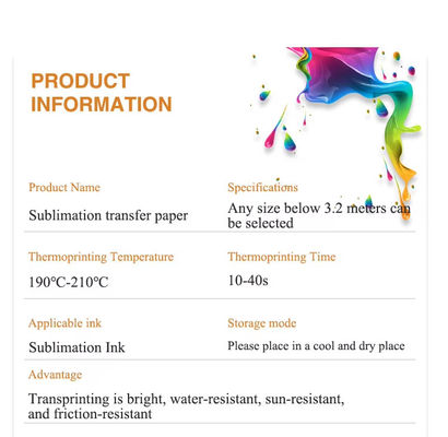 Papier de sublimation de taille A4 pour les vêtements Blanc 100 gm papier de transfert en rouleau pour l'impression par sublimation