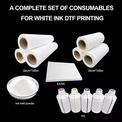 60 cm x 100 M film DTF PET film de transfert de chaleur blanc à l'angle pour l'impression sur mesure